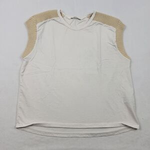 Zara tan ribbed trim oversized sleeveless top